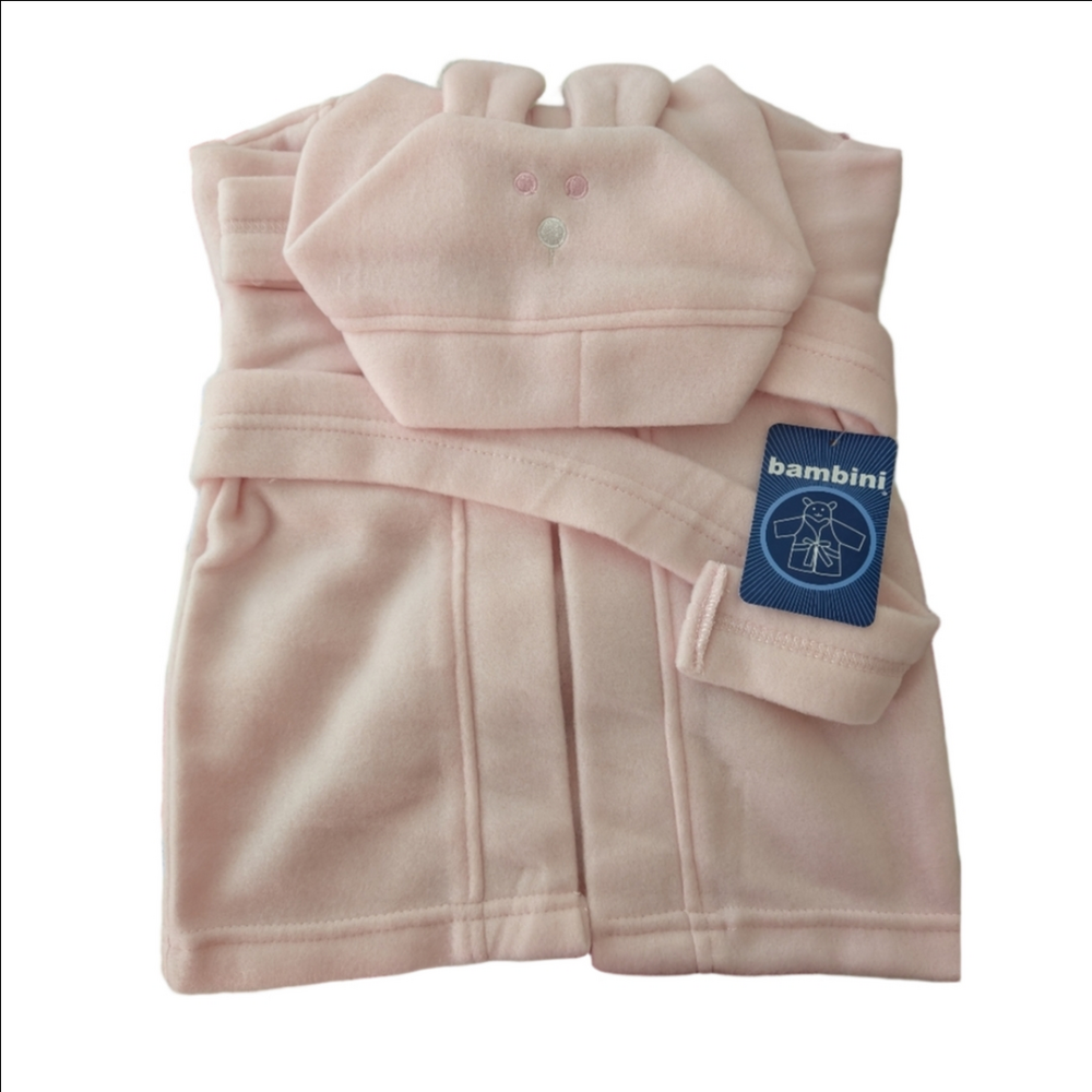 Baby Girl Bambini Pink Hooded Robe Bathrobe 0-12 Months NWT